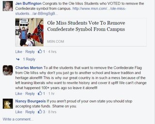 Illustration for article titled Ole Miss Students Vote to Remove State Flag From Campus Because of Its Confederate Symbolism